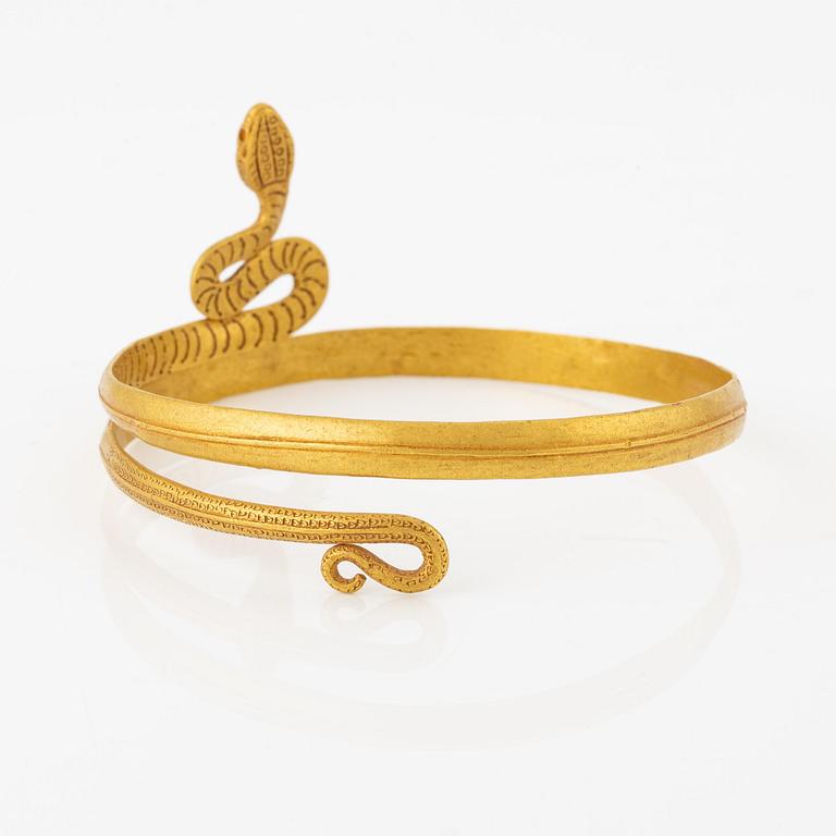 A Greek gold snake bracelet, presumably Hellenistic, ca. 3rd century BC.