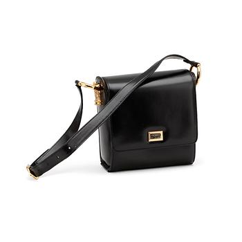 590. GIANFRANCO FERRÉ, a black leather shoulder bag.