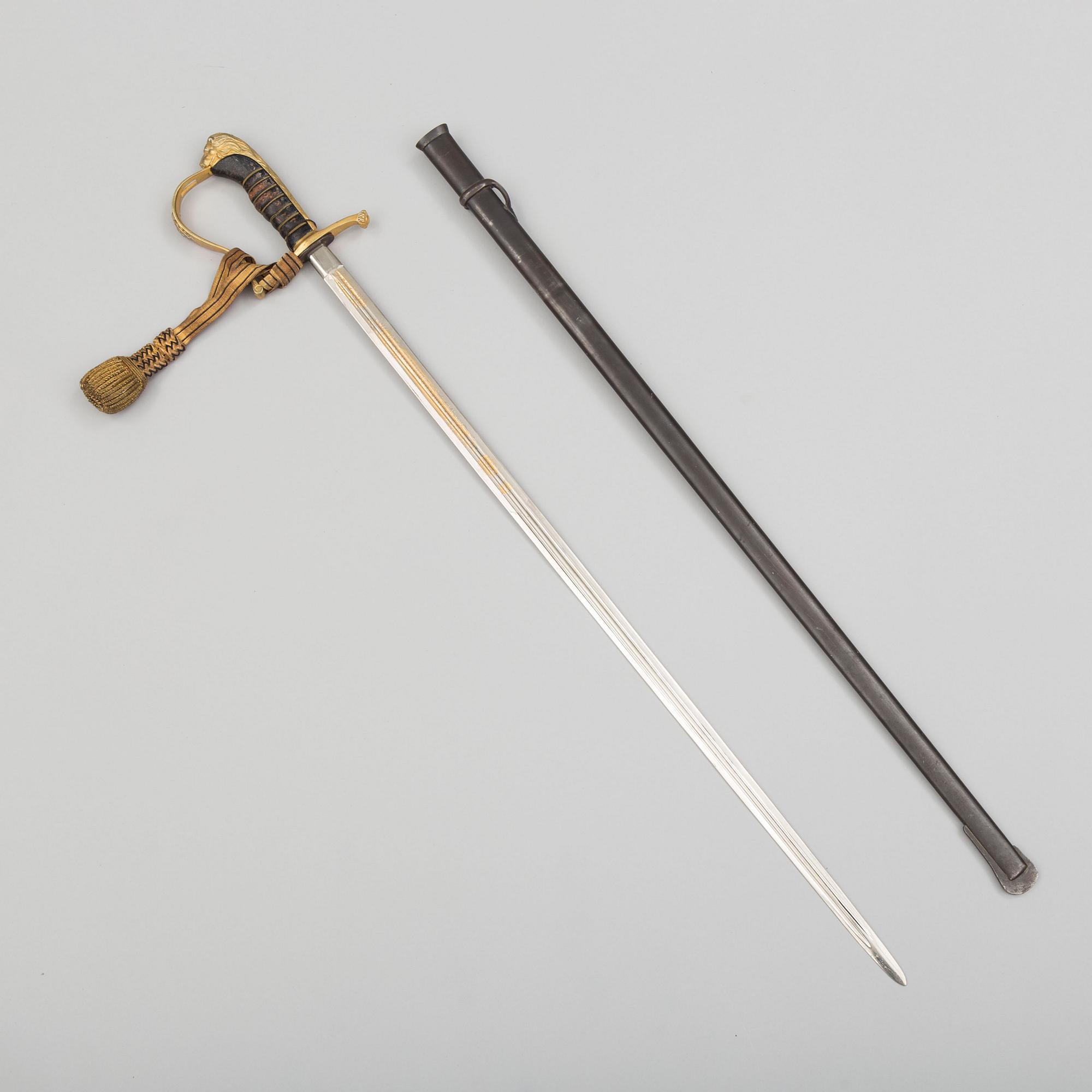 A Swedish infantry officer's sabre with scabbard.