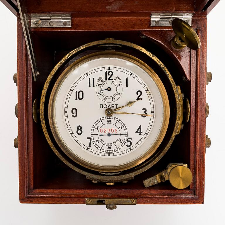 Ship's chronometer, Poljot, Moscow Watch Factory, USSR latter half of the 20th century.