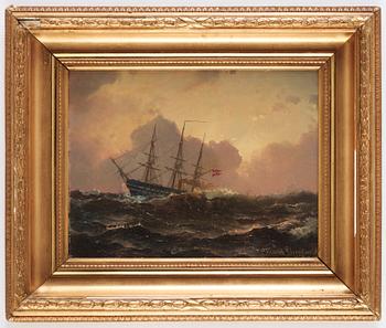 Carl Frederik Sørensen, Danish-flagged Ship on Foaming Sea.