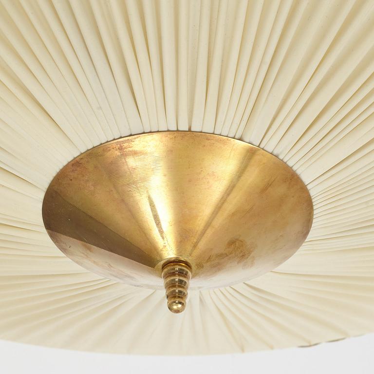 A Swedish Modern brass and textile ceiling light, 1940's.