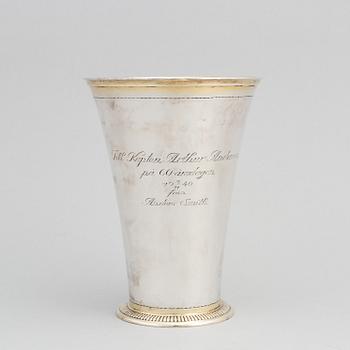 A Swedish silver beaker, mark of GAB, Stockholm 1940.