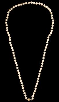 PÄRLCOLLIER, lås 18K guld.