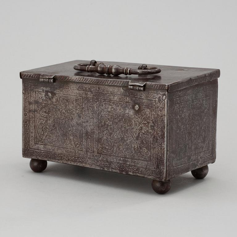 An engraved steel casket, South Germany late 16th century.