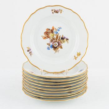 Ten porcelain small plates, Meissen, Germany, around 1900.