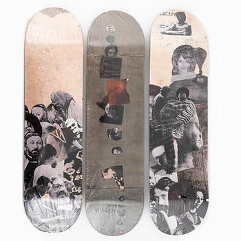 Jockum Nordström & Disagreee, skateboard decks, 3 pcs, Disagree Skateboards, Sweden, 21st century.