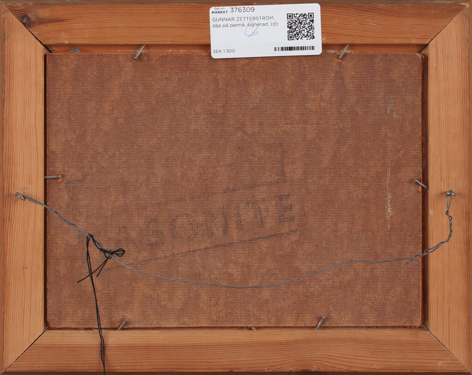 GUNNAR ZETTERSTRÖM, olja på pannå, signerad.