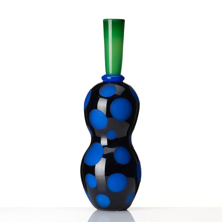 Gunnel Sahlin, a unique glass vase in two parts, Kosta Boda, Sweden, 1990s.