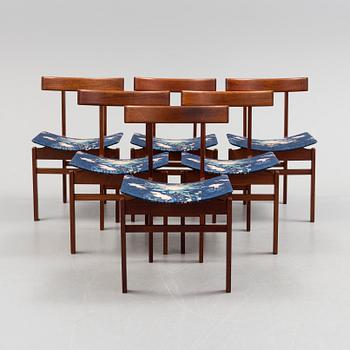 A set of six 1960s chairs by Inger Klingenberg for France Daverkosen.