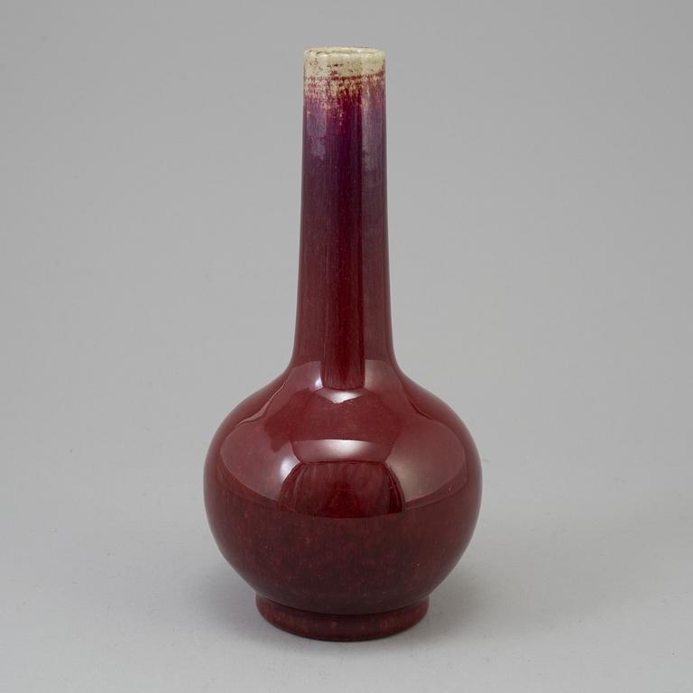A Chinese copper red glazed bottle vase, presumably late 19th century.