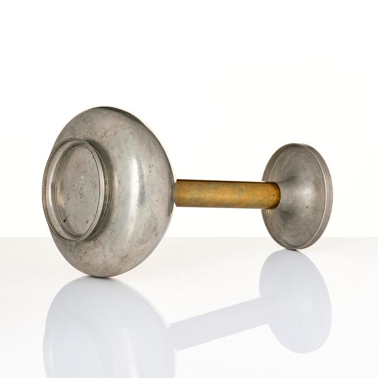 Sylvia Stave, a pewter and brass vase model 5557, C.G. Hallberg, Stockholm, 1933.