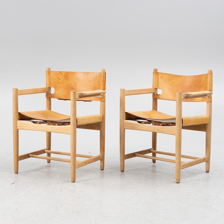 Børge Mogensen, armchairs, a pair, model 3238, Fredericia Stolefabrik, Denmark, 1960s/70s.