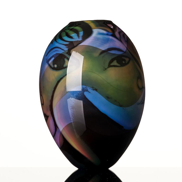 Eva Englund, a graal glass vase, Orrefors, 1986.