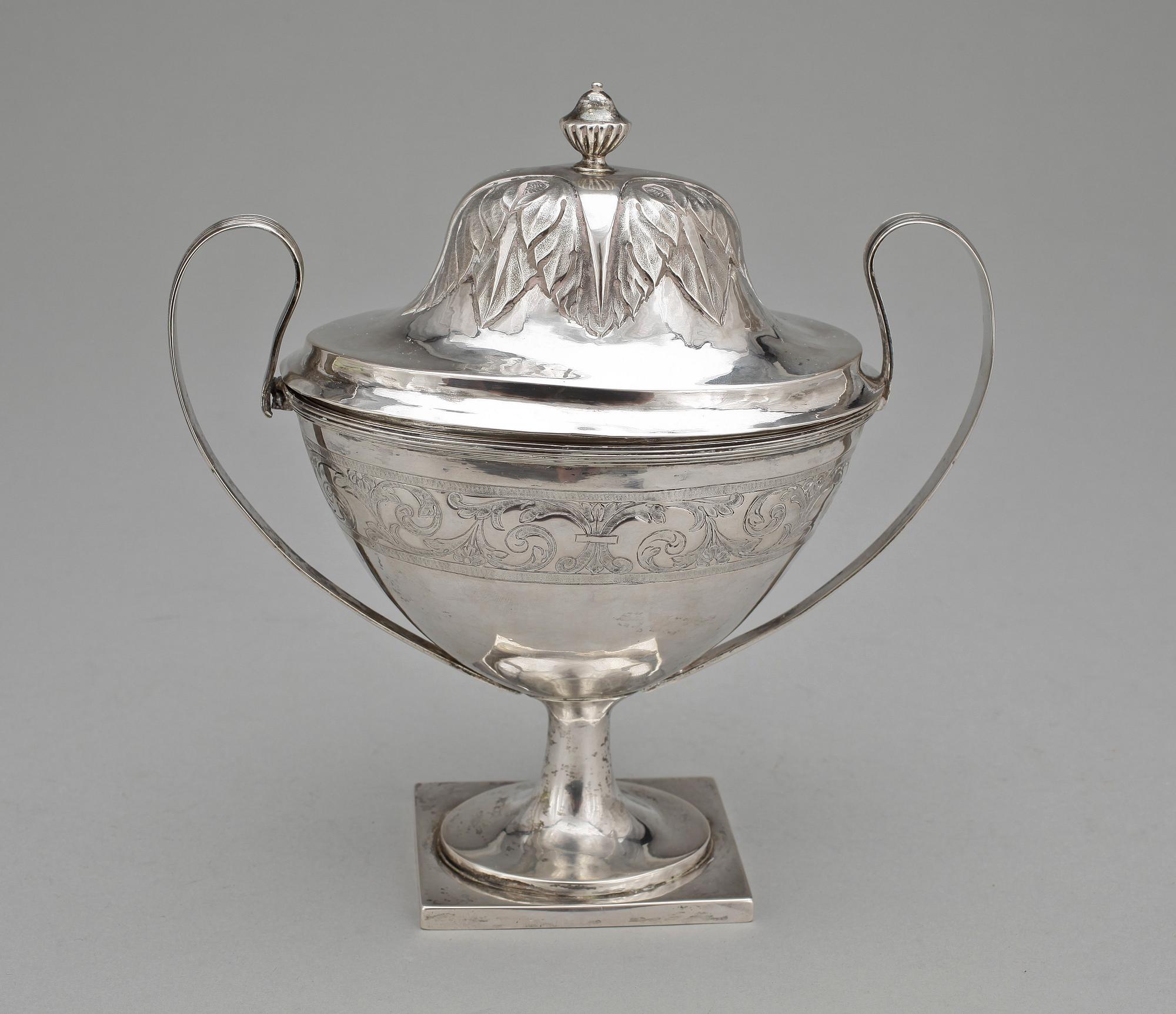 SOCKERSKÅL, silver, sengustaviansk, Stephan Westerstråhle, Stockholm 1809 Totalvikt ca 399 g.