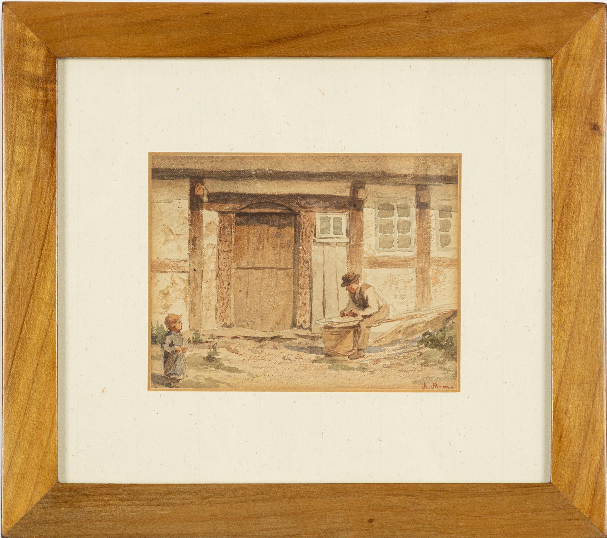 August Malmström, Farm Scene with a Working Man and a Child.