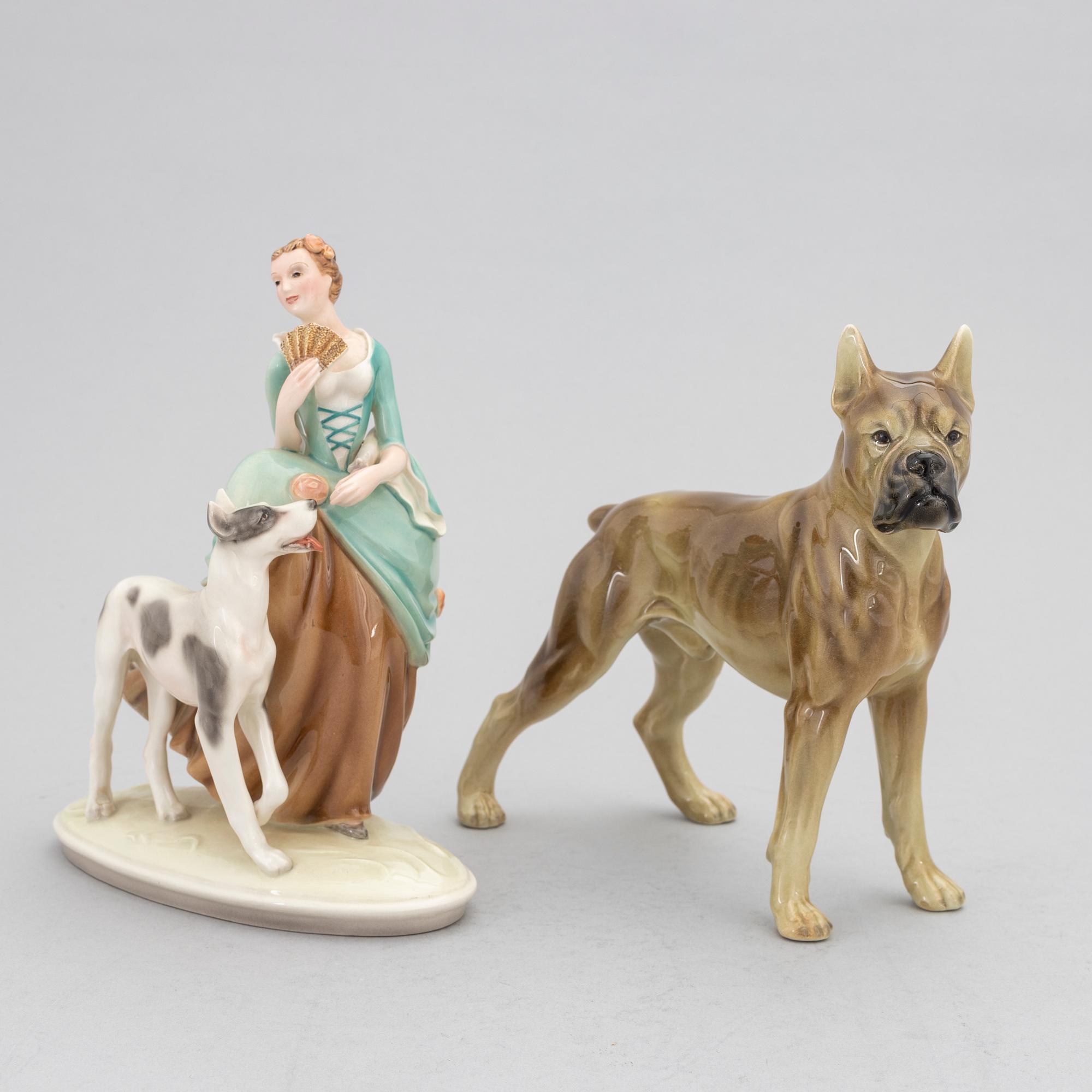 Two porcelain figurines, Keramos, Austria, 20th century.