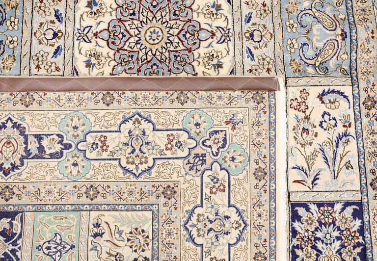 A part silk Naincarpet, so-called 6LAA, approx. 244 x 165 cm.