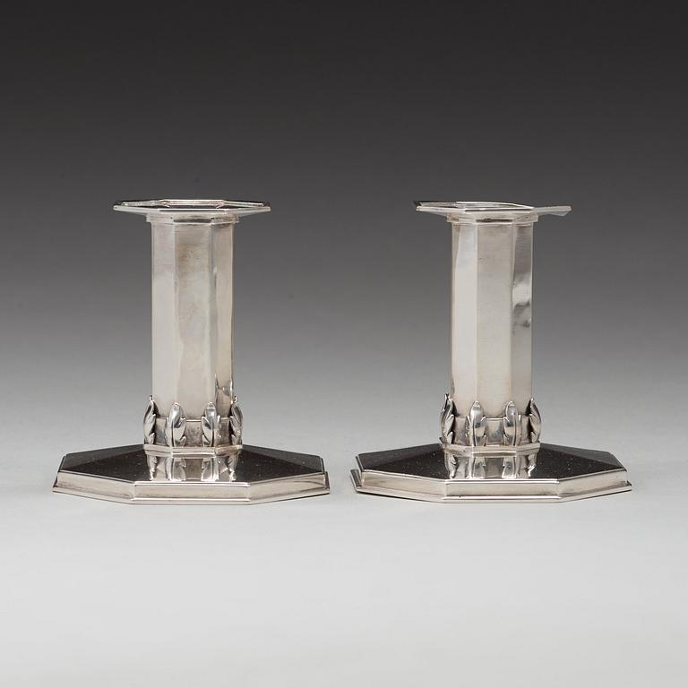 A pair of Atelier Borgila sterling candlesticks, Stockholm 1933.