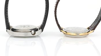 ARMBANDSUR, 2 st, stål och gulddubble, Roamer, 1900-talets andra hälft.