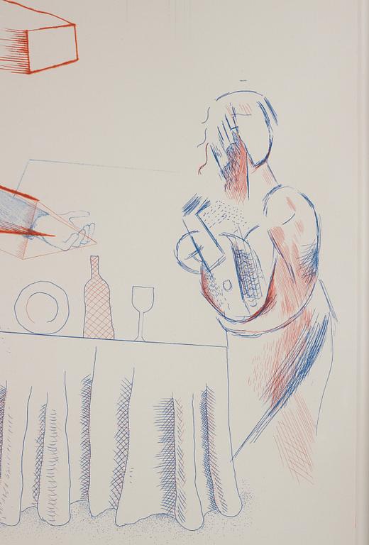 David Hockney, "Figure with Still Life", from: "The Blue Guitar".