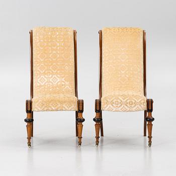 Swan-neck chairs, a pair, circa 1850.