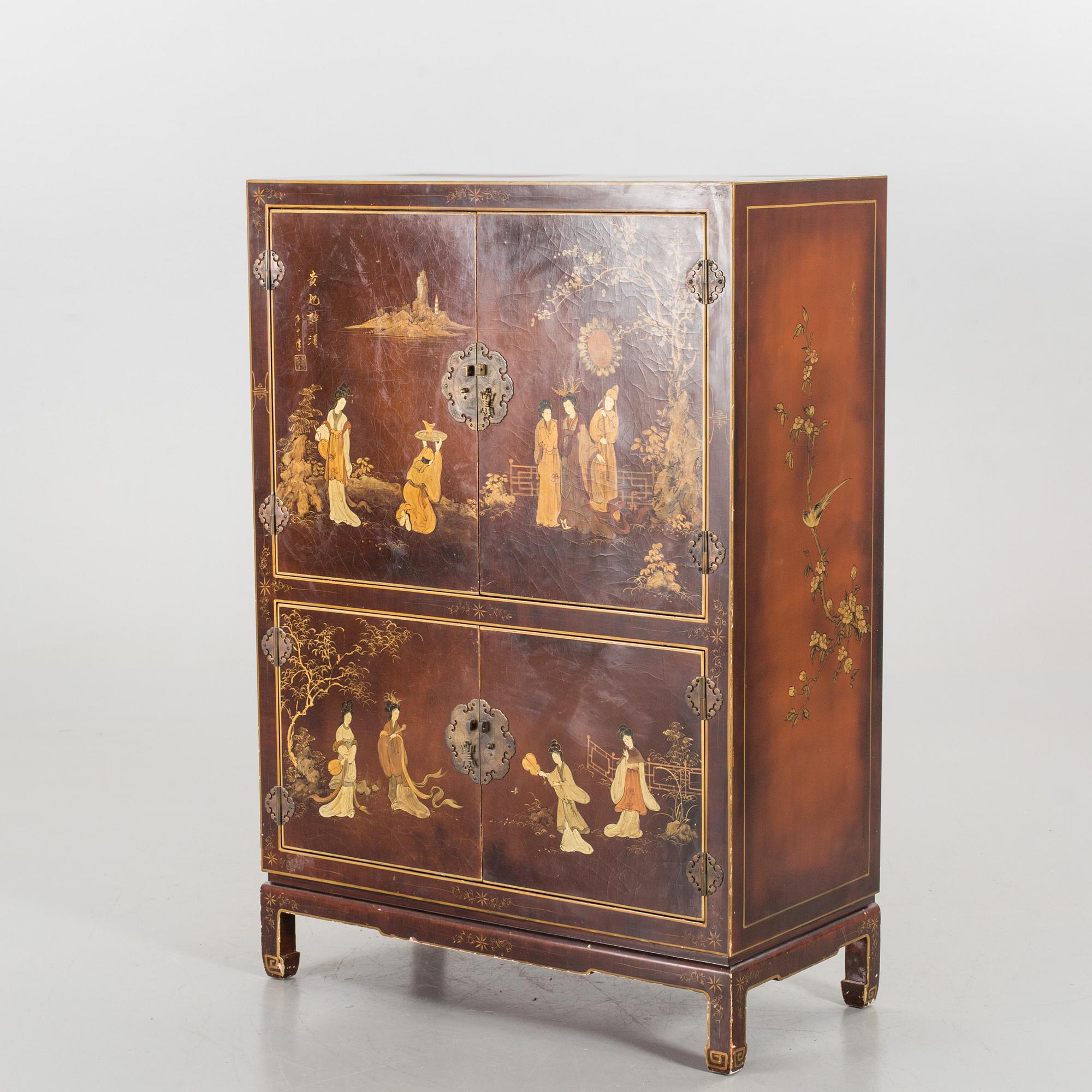 A Chinese style cabinet, later part of the 20th cwentury.