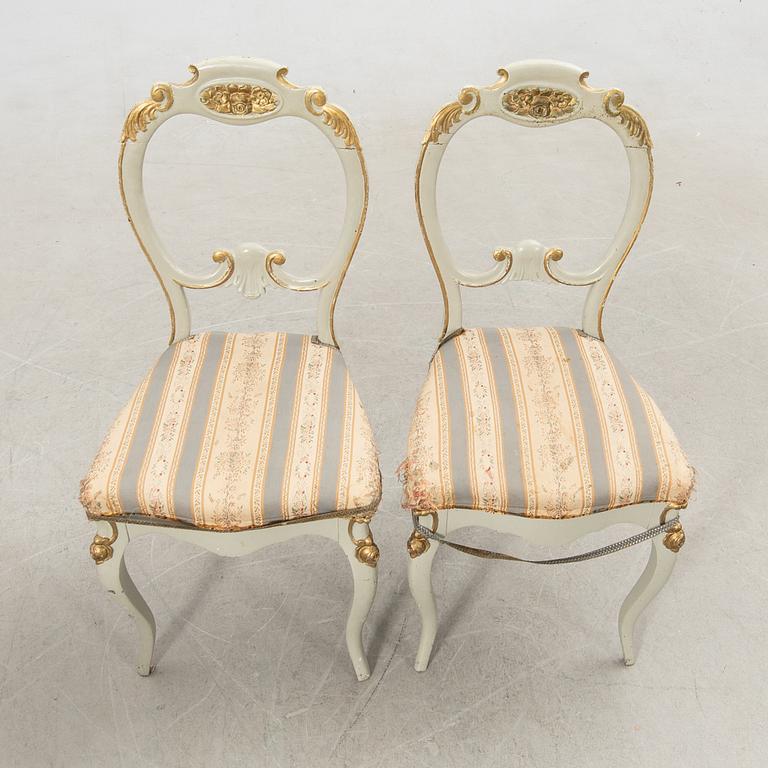 Chairs, a pair, and a table, new Rococo/new Renaissance around 1900.