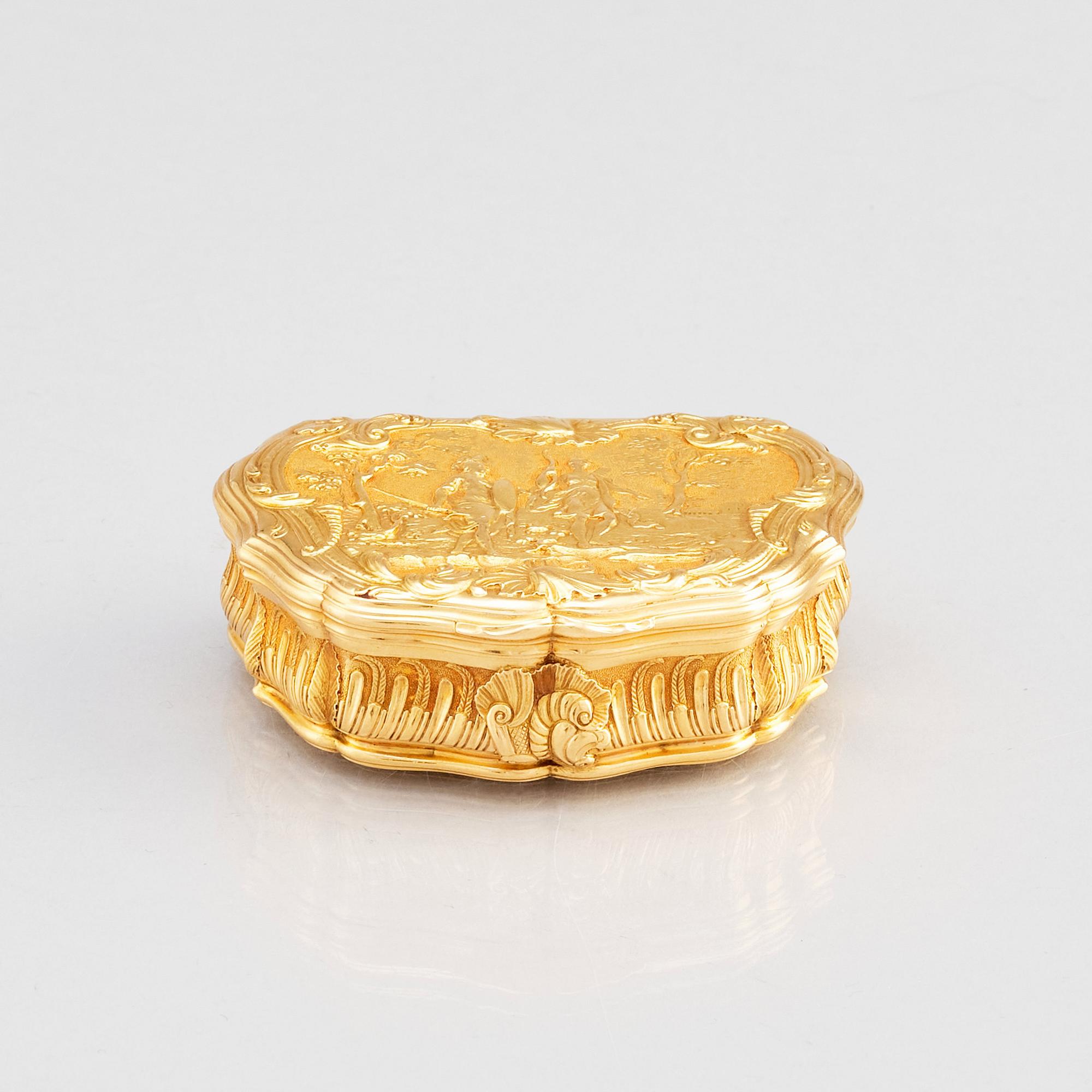 Frantz Bergs, dosa, guld, (verksam i Stockholm 1725-1777) 1700-talets mitt. Rokoko.