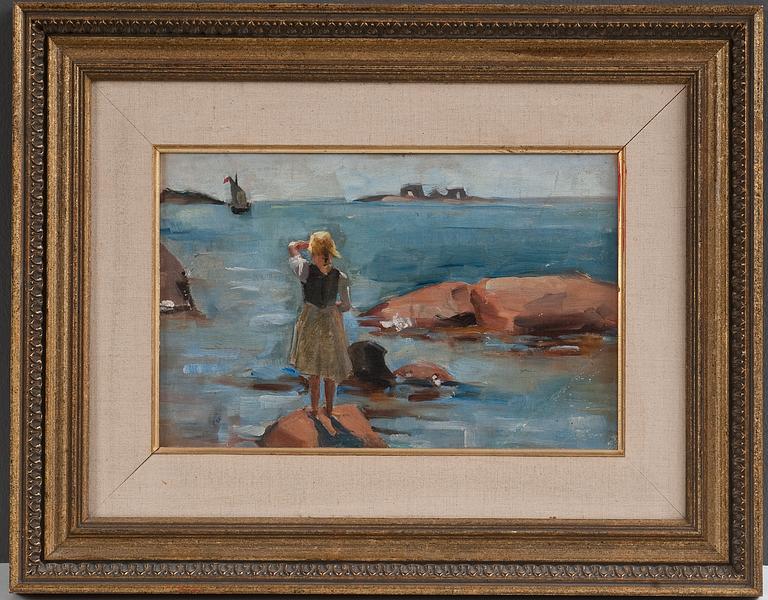 Venny Soldan-Brofeldt, A GIRL ON THE CLIFFS IN HANKO.