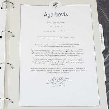 MEDALJER, 15 st, mestadels silver, Astrid Lindgren, Totalvikt ca 400 g.