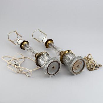 A pair of glass table lamps, probably Russian, second half of the 19th century.