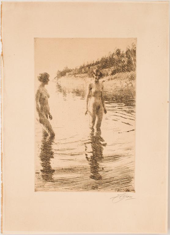 ANDERS ZORN, etsning, utförd 1913, signerad med blyerts.