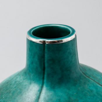 A stoneware vase and a dish by Wilhelm Kåge for Gustavsberg, 20th century.