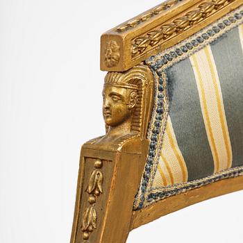 A pair of late Gustavian open armchairs attributed to E. Ståhl (master in Stockholm 1794-1820).