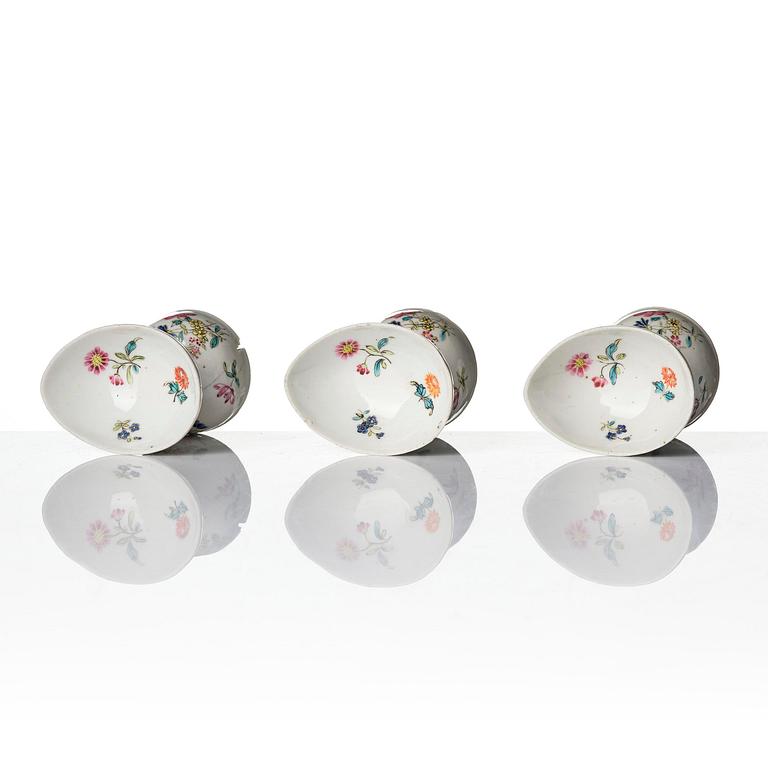 A set of six famille rose egg cups, Qing dynasty, 18th century.