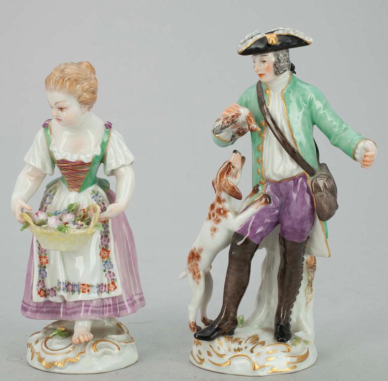 FIGURINER, 2 st, porslin, Meissen, 1800/1900-tal.