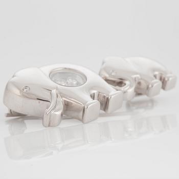 Chopard brosch "Happy Diamonds" 18K vitguld med runda briljantslipade diamanter.