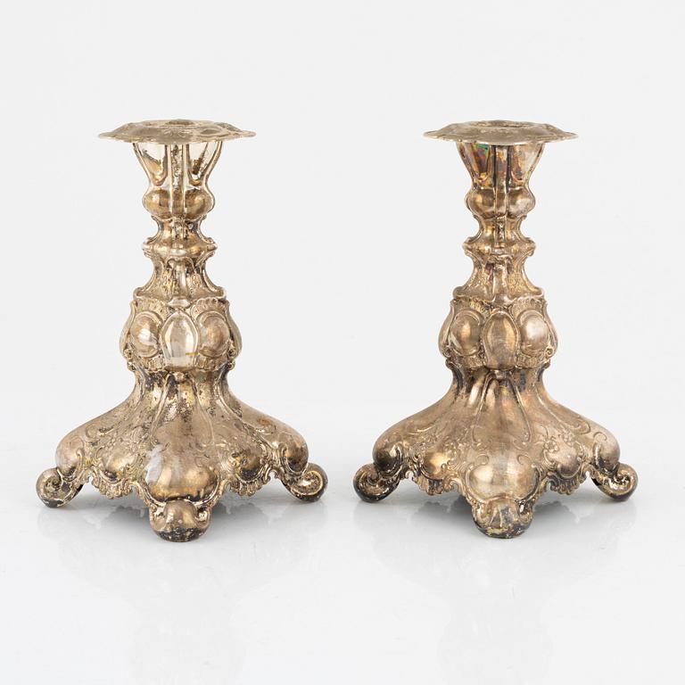 Ljusstakar, ett par, silver, barockstil, GAB, Stockholm, 1949.