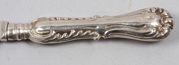 FRUKTKNIVAR, 6 st, silver, Christopher Creutz, Stockholm 1862.