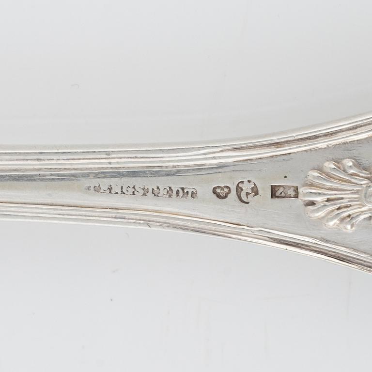 Carl Tengstedt, a set of six silver spoons, Gothenburg, 1854.