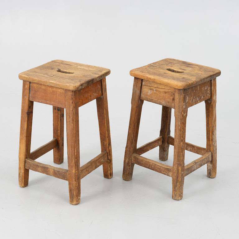 Stools, a pair, Technical School, 1930s.