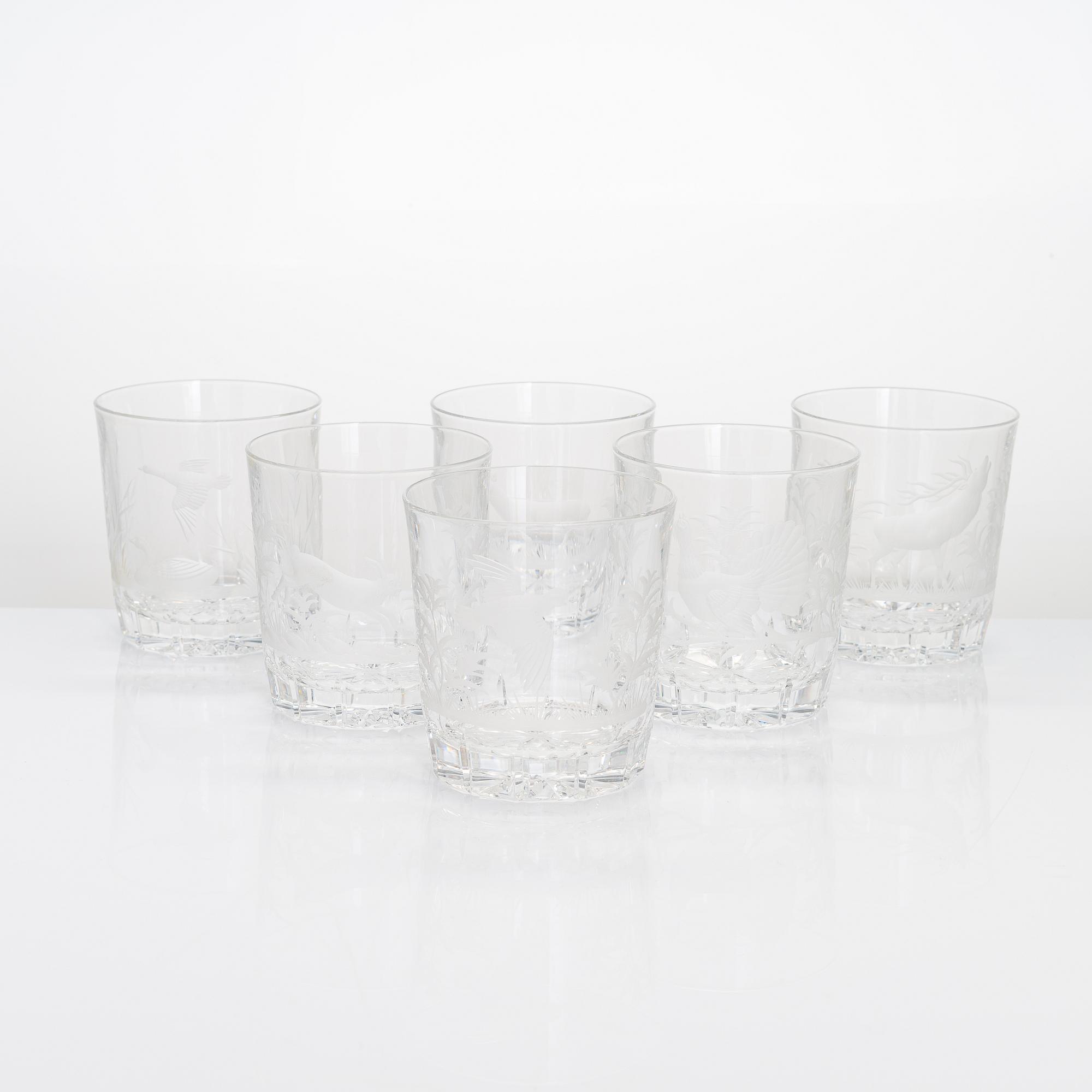 Drinking glasses, 21 pcs, with animal motifs, possibly Germany, late 20th century.
