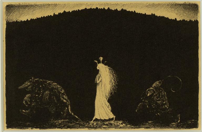 John Bauer, lithograph, from "Troll", 1915. Signed B in the print.