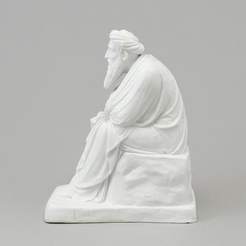 A biscuit sculpture of a scholar, after Bertel Thorvaldsen, Bing & Gröndahl, Denmark, 19th Century.