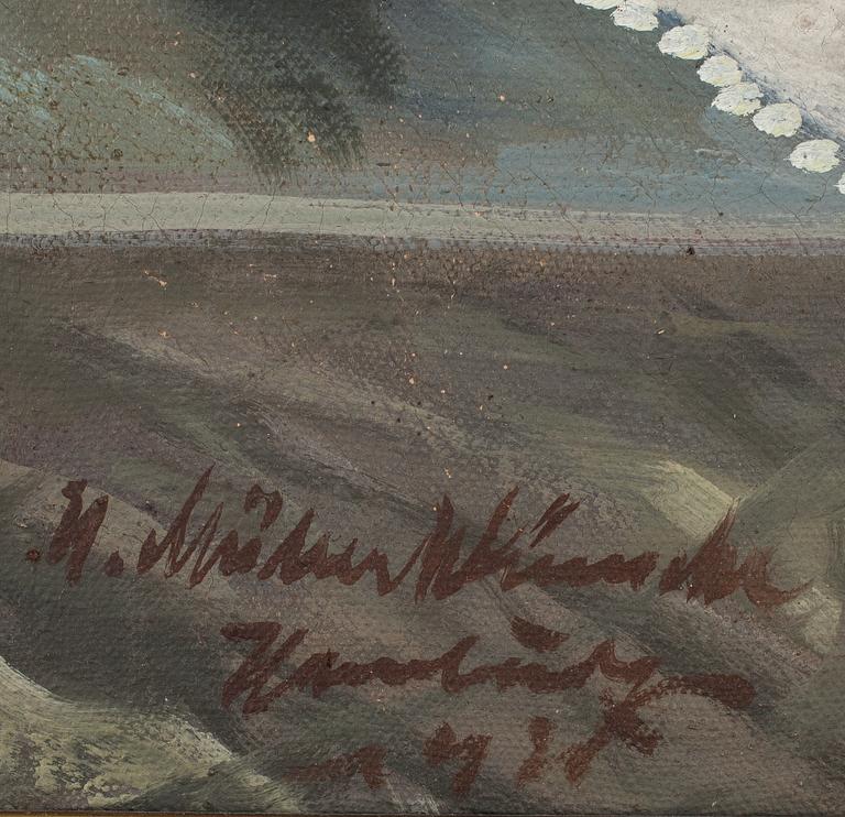 OKÄND KONSTNÄR, olja på duk, otydligt signerad.