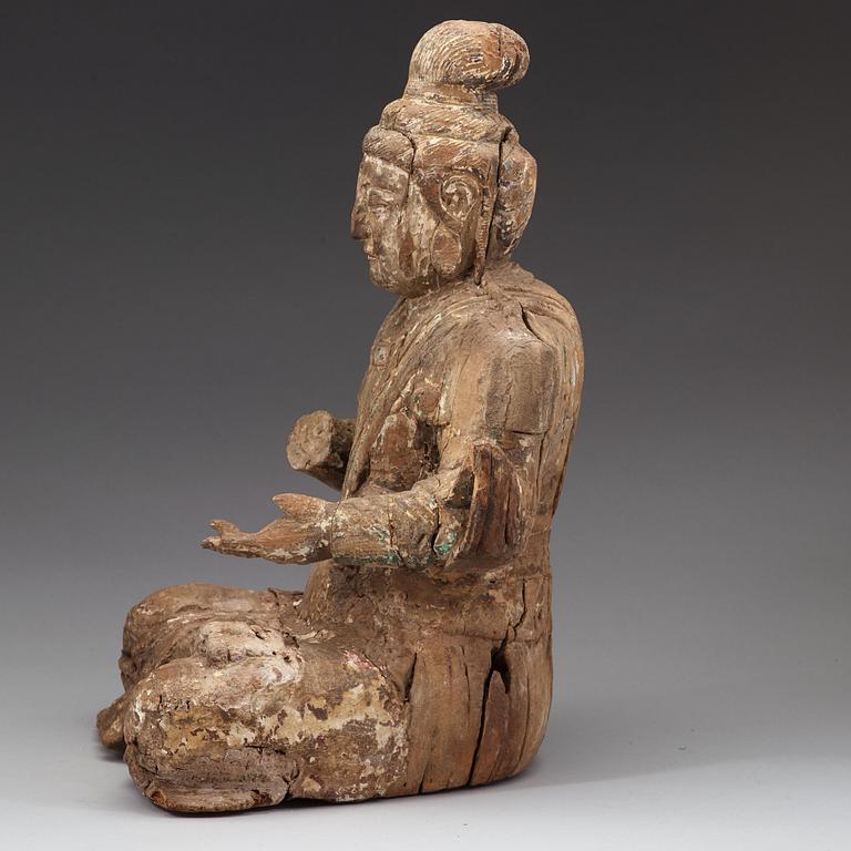 BODHISATTVA, trä. Troligen Mingdynastin (1368-1644).