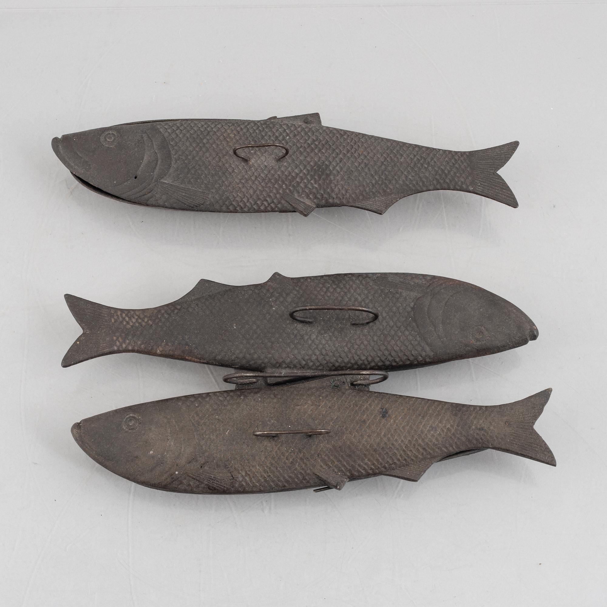 Fish moulds, 2 pcs, cast iron, Arbrå, second half of the 20th century.