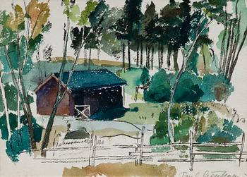 661. Paul Grönholm, A CABIN IN THE FOREST.