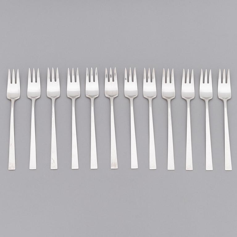 BERTEL GARDBERG, a 108-piece set of "Birgitta" silver cutlery, marked BG, Hopeatehdas oy, Helsinki 1956-61.